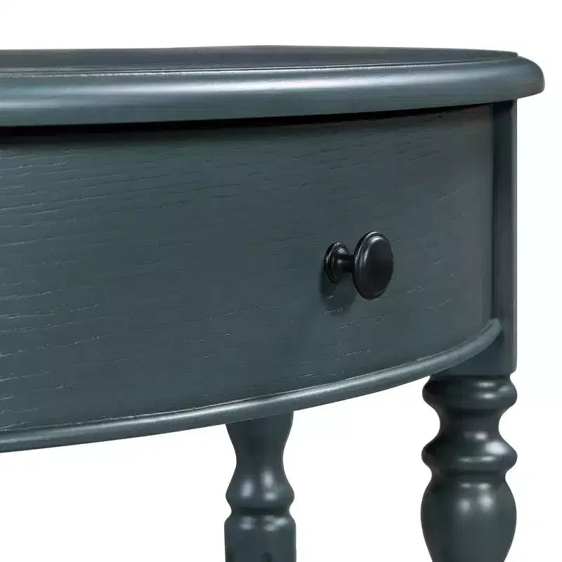 Console de salon Whisen Farmhouse Half Moon, Table d'appoint rustique, Table de canapé pour entrée avec tiroir et étagère