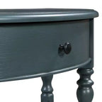 Console de salon Whisen Farmhouse Half Moon, Table d'appoint rustique, Table de canapé pour entrée avec tiroir et étagère