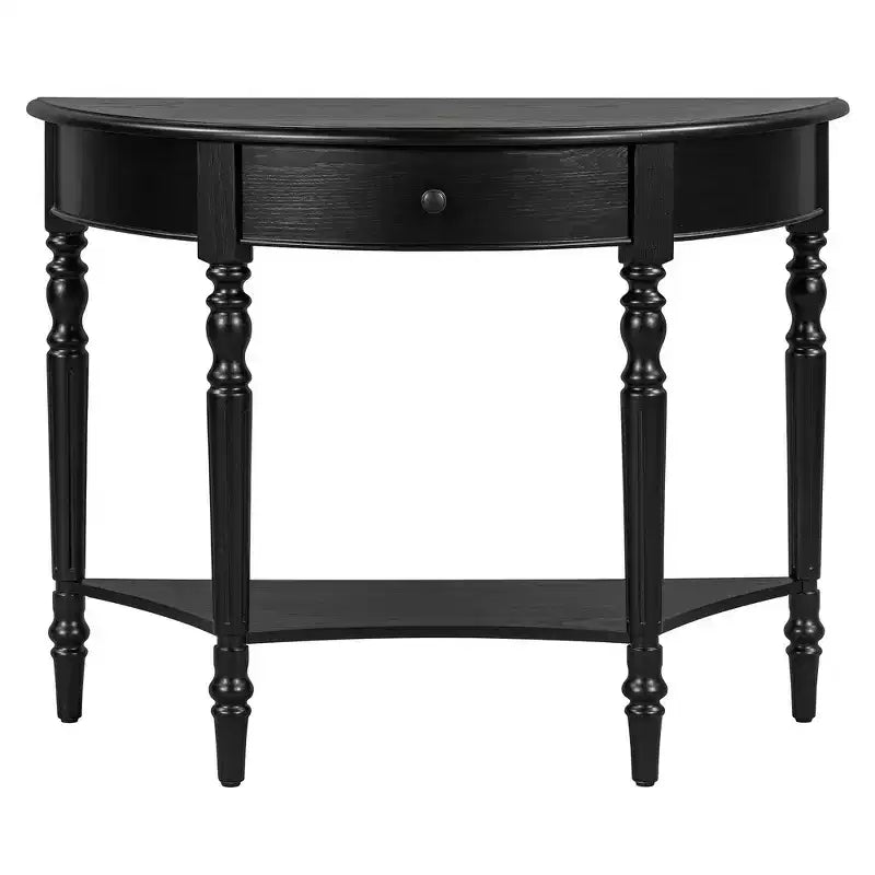 Console de salon Whisen Farmhouse Half Moon, Table d'appoint rustique, Table de canapé pour entrée avec tiroir et étagère