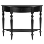 Console de salon Whisen Farmhouse Half Moon, Table d'appoint rustique, Table de canapé pour entrée avec tiroir et étagère
