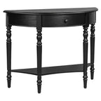 Console de salon Whisen Farmhouse Half Moon, Table d'appoint rustique, Table de canapé pour entrée avec tiroir et étagère