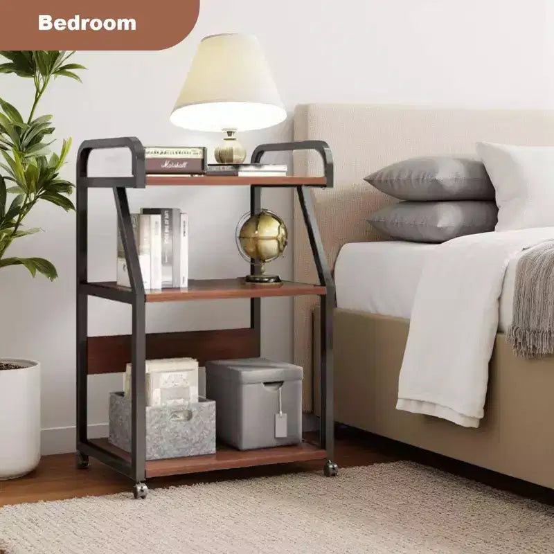 Meuble d'imprimante à 3 niveaux Acekool sur roulettes, table d'imprimante mobile avec étagères de rangement, chariot d'imprimante roulant pour bureau à domicile
