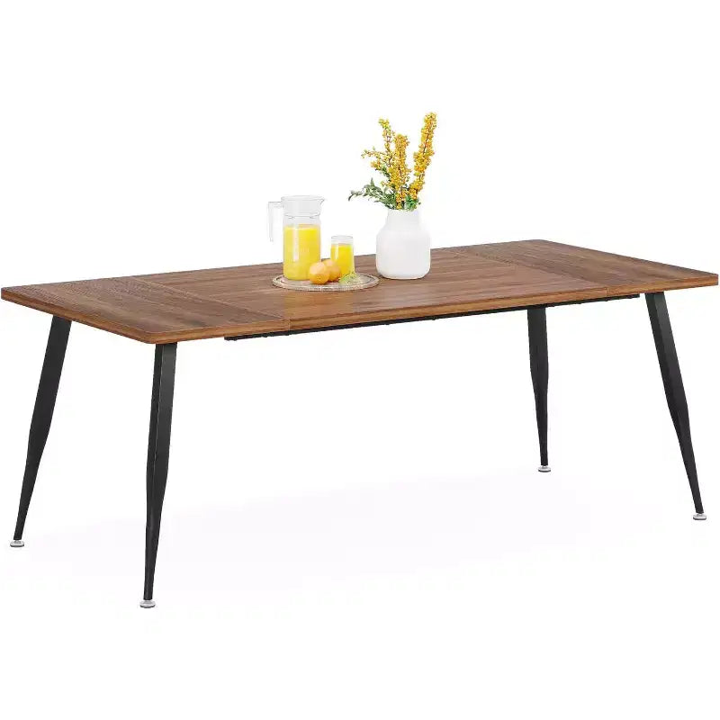 Table à manger rectangulaire Lantine 70,9 pouces, Meuble de cuisine, Marron+Noir