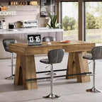 Table de bar Lantine de 63 pouces avec repose-pieds en métal, table de salle à manger haute pour bar à la maison, cuisine, marron rustique