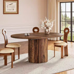 Table à manger ovale rustique Lantine de 55 pouces pour 6 personnes, table de cuisine en bois avec base en bois pour cuisine, salle à manger et salon, marron