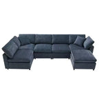 Canapé-lit modulaire 6 places en chenille Polibi avec ottoman