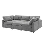 Canapé-lit modulaire 6 places en chenille Polibi avec ottoman
