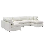 Canapé-lit modulaire 6 places en chenille Polibi avec ottoman