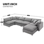Canapé-lit modulaire 6 places en chenille Polibi avec ottoman
