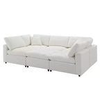 Canapé-lit modulaire 6 places en chenille Polibi avec ottoman