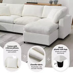 Canapé-lit modulaire 6 places en chenille Polibi avec ottoman