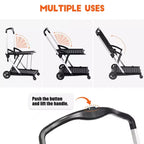 Chariot de courses pliable Acekool à 2 niveaux avec roues pivotantes à 360° et caisse de rangement, noir