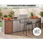 Tiroirs de cuisine extérieure 17 L x 20 H x 20 P, Triple tiroir BBQ encastrable avec poignée en acier inoxydable pour cuisines extérieures, îlot BBQ