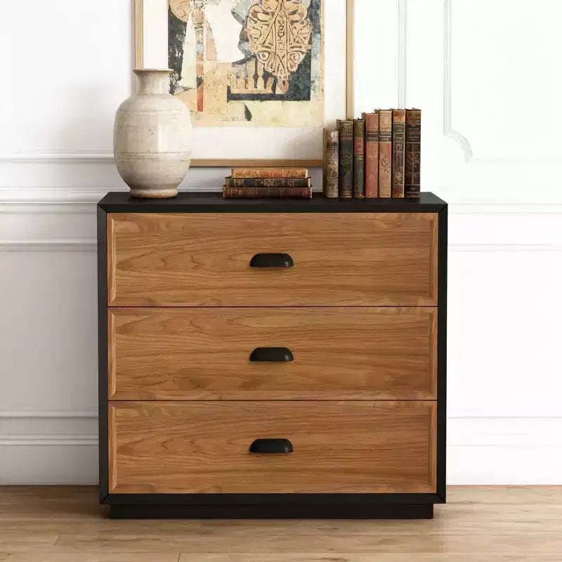 Table de toilette Luck Live Farmhouse en bois massif de 80 cm avec 3 tiroirs de rangement