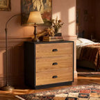 Table de toilette Luck Live Farmhouse en bois massif de 80 cm avec 3 tiroirs de rangement