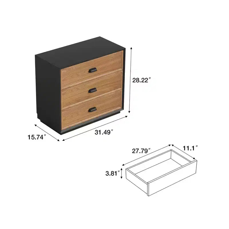 Table de toilette Luck Live Farmhouse en bois massif de 80 cm avec 3 tiroirs de rangement