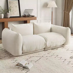 Canapé modulaire en tissu chenille, Causeuse 2 places style nuage avec coussins haute résilience, Design sans ossature pour appartements et salons