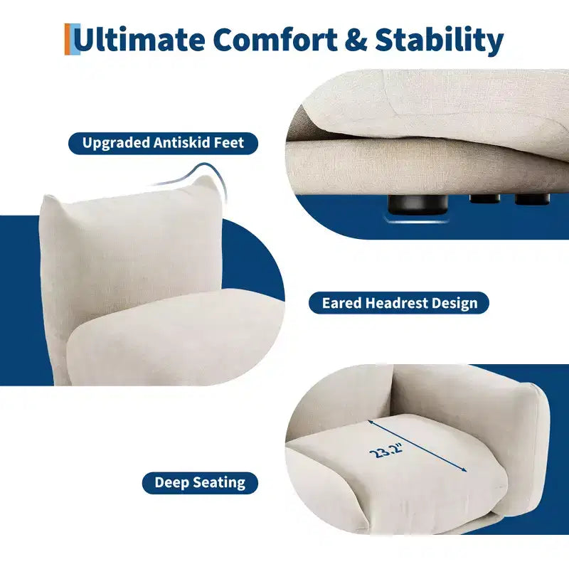 Canapé modulaire en tissu chenille, Causeuse 2 places style nuage avec coussins haute résilience, Design sans ossature pour appartements et salons
