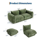 Canapé modulaire en tissu chenille, Causeuse 2 places style nuage avec coussins haute résilience, Design sans ossature pour appartements et salons