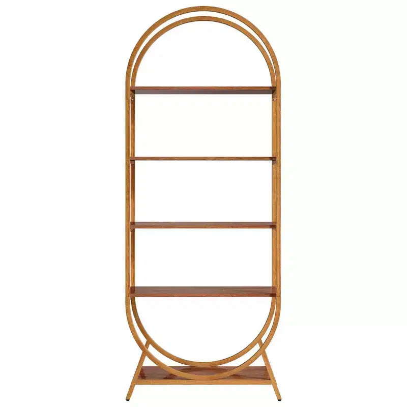 Étagère à 5 niveaux, bibliothèque ouverte de 180 cm avec étagère d'exposition arquée