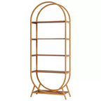 Étagère à 5 niveaux, bibliothèque ouverte de 180 cm avec étagère d'exposition arquée