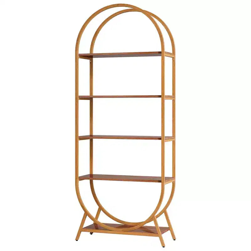 Étagère à 5 niveaux, bibliothèque ouverte de 180 cm avec étagère d'exposition arquée