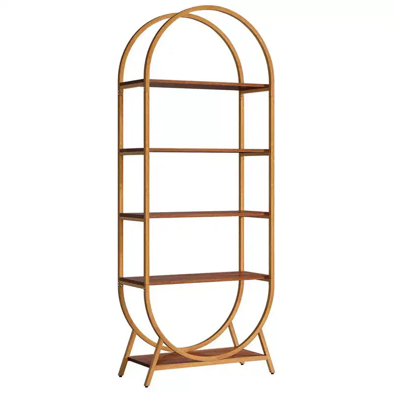 Étagère à 5 niveaux, bibliothèque ouverte de 180 cm avec étagère d'exposition arquée