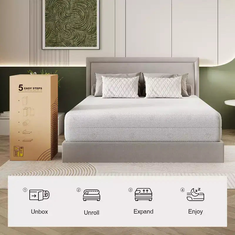 Matelas Novilla 12 pouces en mousse à mémoire de forme au gel pour des nuits fraîches et un soulagement de la pression, isolation des mouvements