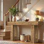 Console Table 63, Farmhouse Entry Table with Storage, Local Wood Grain, Wooden Rectangular Sofa Table for Entryway, Hallway, Living Room
