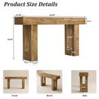 Console de 63 pouces, Table d'entrée de ferme avec rangement, Grain de bois local, Table de canapé rectangulaire en bois pour entrée, couloir, salon