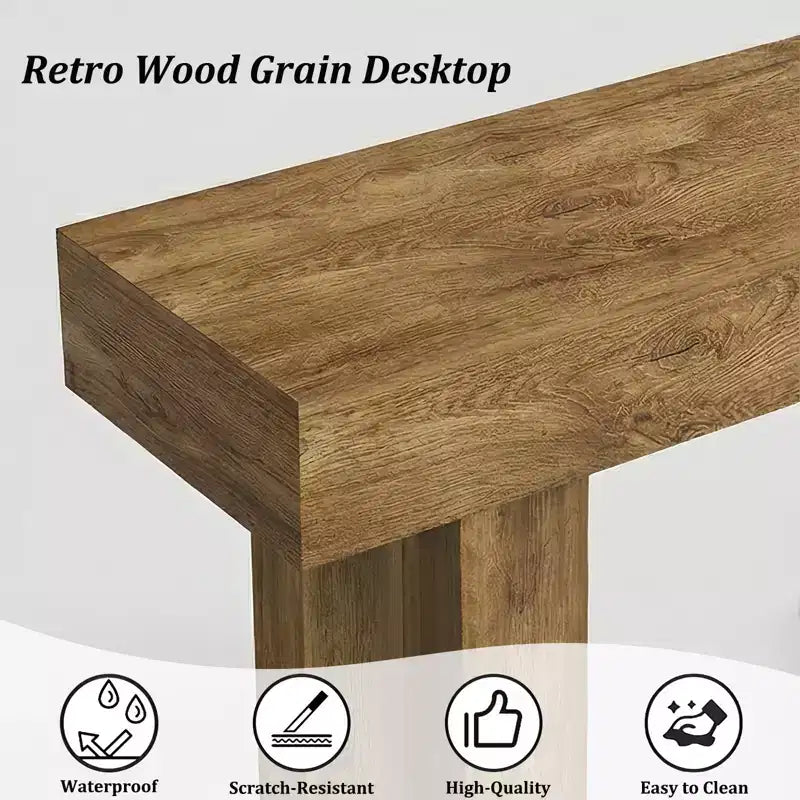 Console de 63 pouces, Table d'entrée de ferme avec rangement, Grain de bois local, Table de canapé rectangulaire en bois pour entrée, couloir, salon