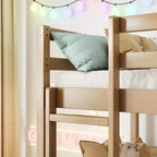 Lit superposé triple Bellemave avec deux échelles intégrées et balustrades, lit superposé triple détachable en bois d'hévéa