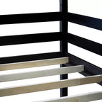Lit superposé triple Bellemave avec deux échelles intégrées et balustrades, lit superposé triple détachable en bois d'hévéa
