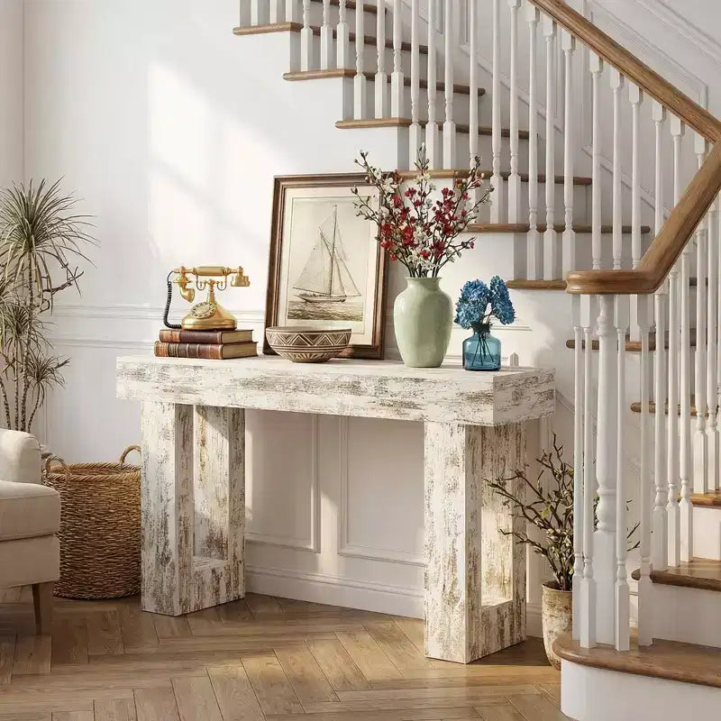 MAYEERTY Table console en bois de 160 cm, Table de canapé d'entrée de style rustique