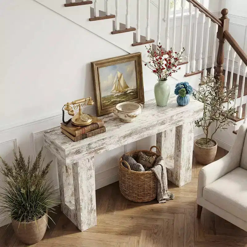 MAYEERTY Table console en bois de 160 cm, Table de canapé d'entrée de style rustique