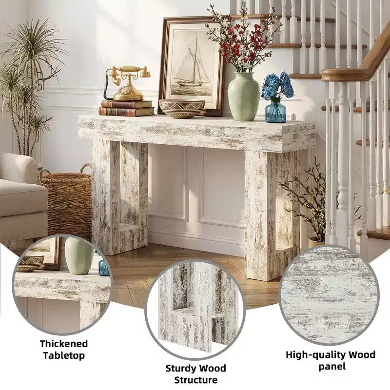 MAYEERTY Table console en bois de 160 cm, Table de canapé d'entrée de style rustique
