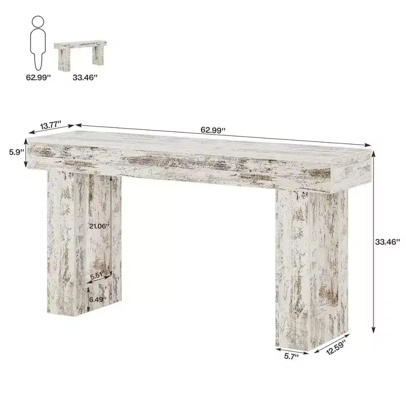 MAYEERTY Table console en bois de 160 cm, Table de canapé d'entrée de style rustique