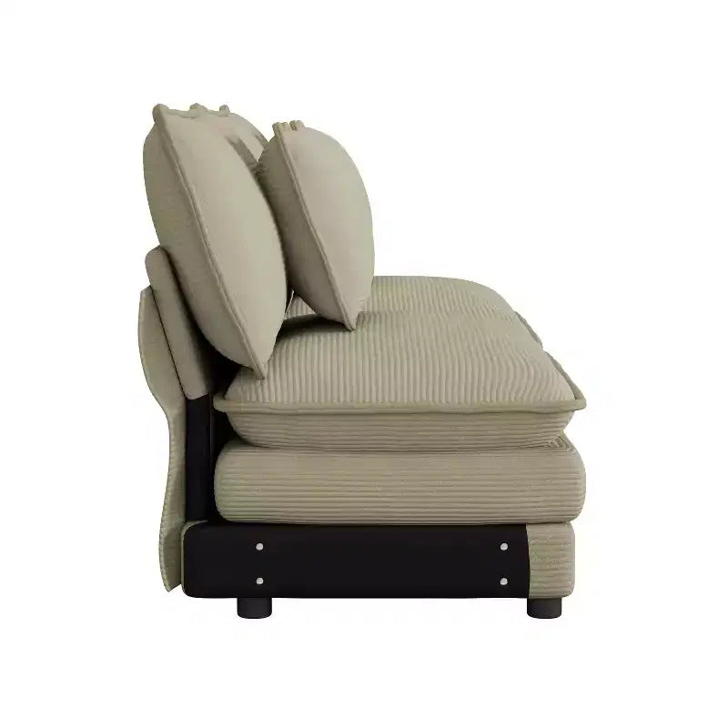 MAYEERTY 141.6 Canapé modulaire moderne en velours côtelé rembourré avec quatre oreillers pour salon, marron