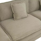 MAYEERTY 141.6 Canapé modulaire moderne en velours côtelé rembourré avec quatre oreillers pour salon, marron