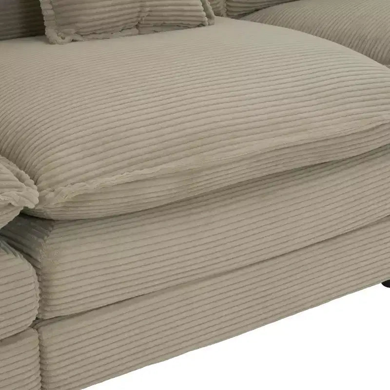 MAYEERTY 141.6 Canapé modulaire moderne en velours côtelé rembourré avec quatre oreillers pour salon, marron