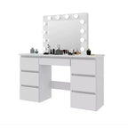 Coiffeuse avec miroir et lumières, 3 modes d'éclairage, table de maquillage avec 4 tiroirs de rangement, table de maquillage pour chambre à coucher