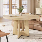 Table à manger ronde de 47" pour 4 à 6 personnes - Table de cuisine circulaire avec piètement robuste, pour salon, cuisine, appartement