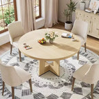 Table à manger ronde de 47" pour 4 à 6 personnes - Table de cuisine circulaire avec piètement robuste, pour salon, cuisine, appartement