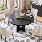 Table à manger ronde de 47" pour 4 à 6 personnes - Table de cuisine circulaire avec piètement robuste, pour salon, cuisine, appartement