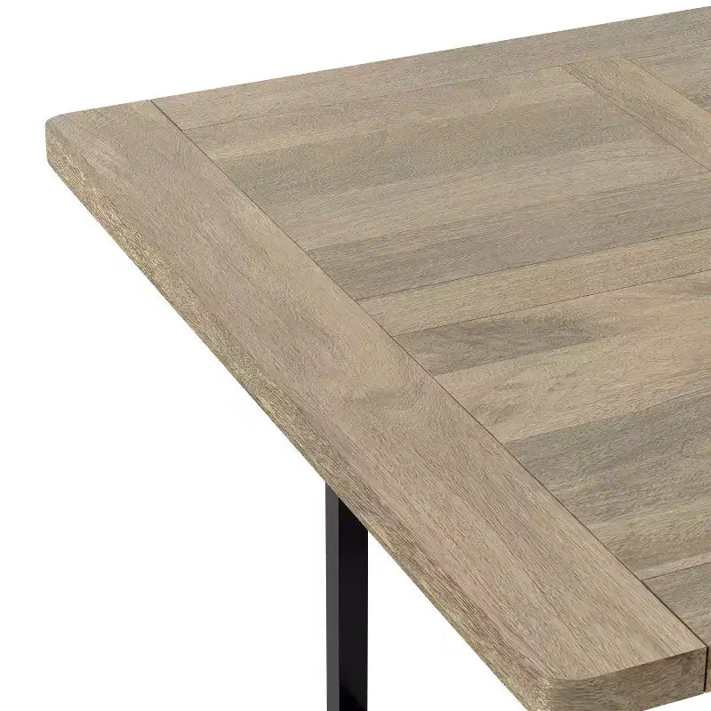 Table à manger moderne industrielle rectangulaire Portage bois et métal de 183 cm de large