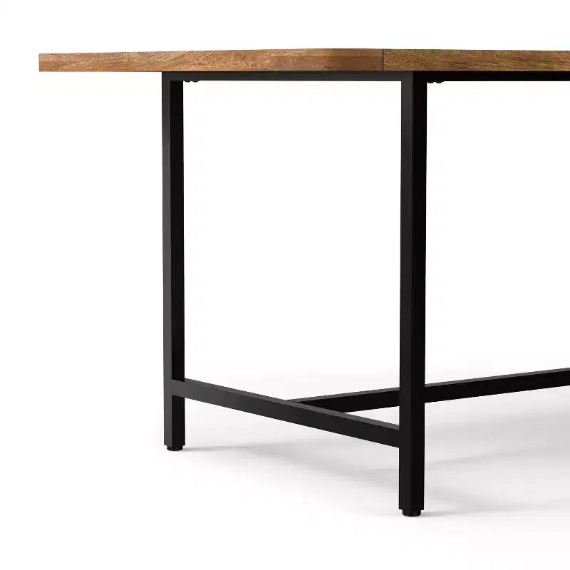 Table à manger moderne industrielle rectangulaire Portage bois et métal de 183 cm de large