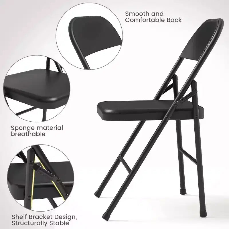 Chaises pliantes tout acier (lot de 8) - Robustes, capacité de 158 kg pour événements intérieurs/extérieurs, fêtes et repas