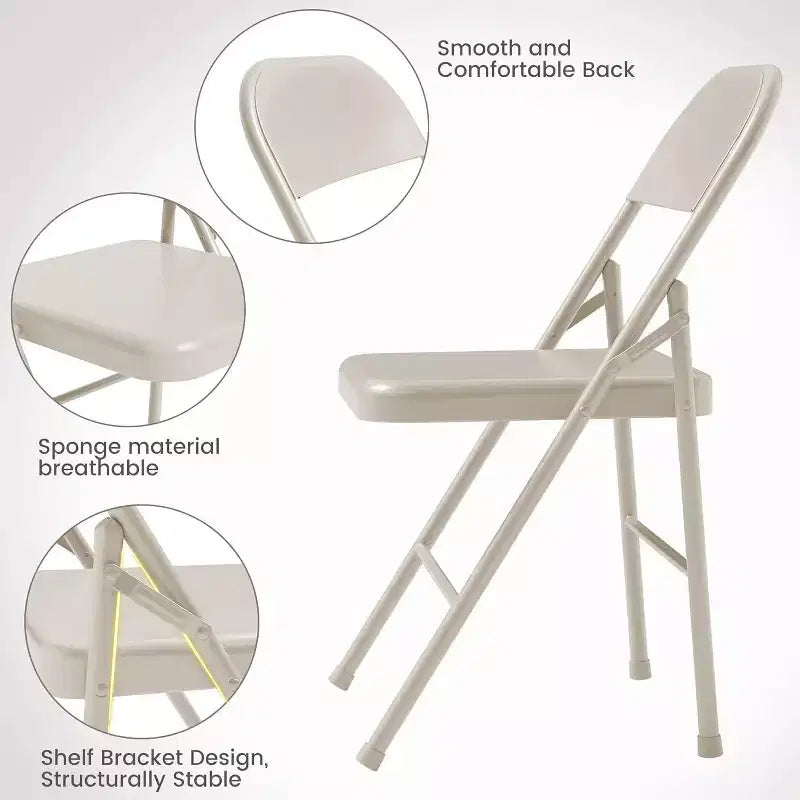 Chaises pliantes tout acier (lot de 8) - Robustes, capacité de 158 kg pour événements intérieurs/extérieurs, fêtes et repas