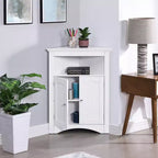 Meuble d'appoint d'angle, Meuble de rangement de salle de bain sur pied avec portes et étagères, Rangement autonome pour la cuisine, le salon, la salle de bain