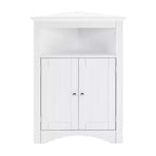 Meuble d'appoint d'angle, Meuble de rangement de salle de bain sur pied avec portes et étagères, Rangement autonome pour la cuisine, le salon, la salle de bain